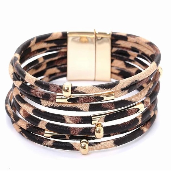 Jewelry - Leopard Multilayer Wide Wrap Corded Bracelet